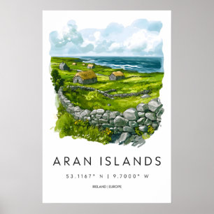 Aran Islands Aquarell Reise Nationalpark Poster