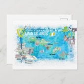 Aran Islands Irland Illustrierte Reisekarte Postkarte (Vorne/Hinten)