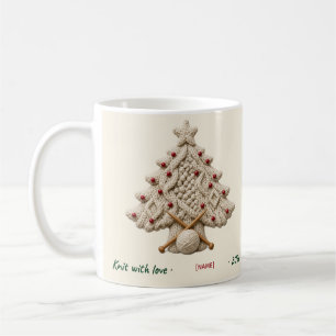 Aran-Kabelstrick-Weihnachtsbaum, personalisiert Kaffeetasse