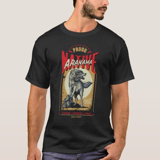Aranama Native American Indian Born Wolf Spirit Re T-Shirt (Vorderseite)
