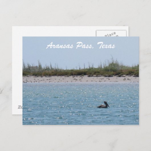Aransas Pass Texas Coast Postcad mit Pelican Postkarte (Vorne/Hinten)