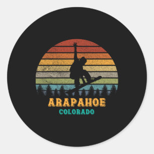 Arapahoe Becken Colorado Vintag Sun Snowboarding S Runder Aufkleber