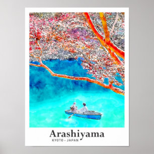Arashiyama Kyōto Reisen Wasserfarbenhandgezogene W Poster