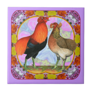 Araucana-Hühner Art Nouveau Fliese