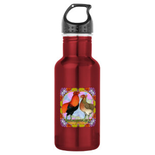Araucani - Chickens Art Nouveau Edelstahlflasche