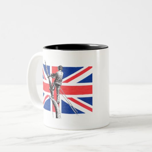 Arb Art Arborist Tree Surgeon Chainsaw Zweifarbige Tasse (Vorderseite Links)