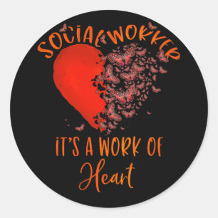 Arbeit der Sozialarbeiter im Schmetterling Runder Aufkleber