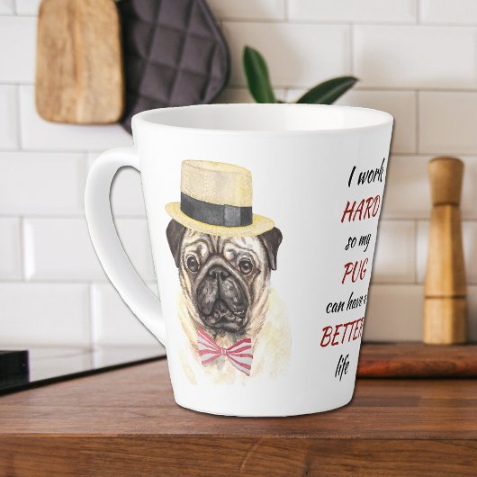 Arbeit für meinen Mops Hund Milchtasse