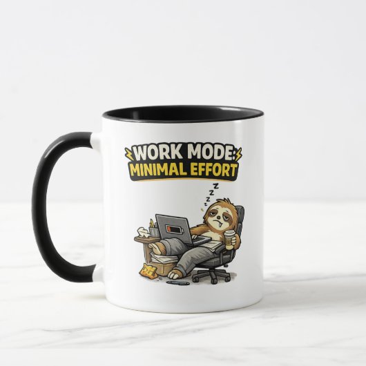 Arbeit im Minimalaufwand-Modus Lustiger Faultier Tasse (Links)