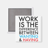 Arbeit ist der Unterschied zwischen Woll und Habe Magnet (Vorderseite/Rückseite)