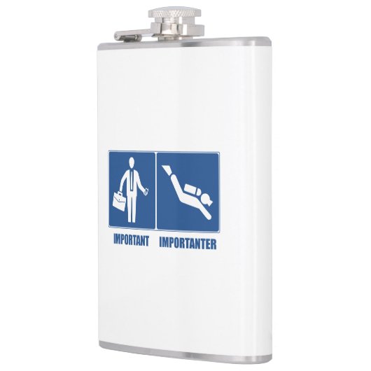 Arbeit ist wichtig, das Tauchen ist wichtig Flachmann (Links)