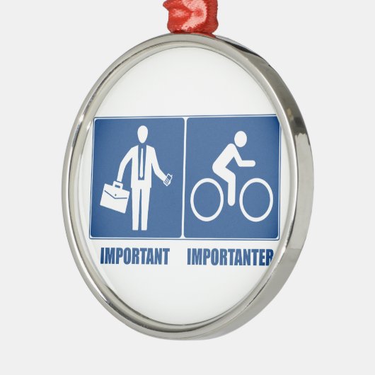 Arbeit ist wichtig, Fahrradfahren ist wichtig Silbernes Ornament (Links)
