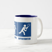 Arbeit ist wichtig, Lacrosse ist wichtig Zweifarbige Tasse (VorderseiteRechts)