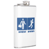 Arbeit ist wichtig, Laufen ist wichtig Flachmann (Rechts)