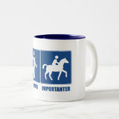 Arbeit ist wichtig, Pferdereiten ist wichtig Zweifarbige Tasse (VorderseiteRechts)