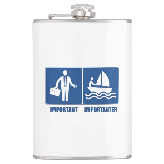 Arbeit ist wichtig, Segeln ist wichtig Flachmann (Vorderseite)