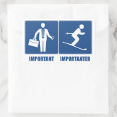 Arbeit ist wichtig, Skifahren ist wichtig Rechteckiger Aufkleber (Tasche)