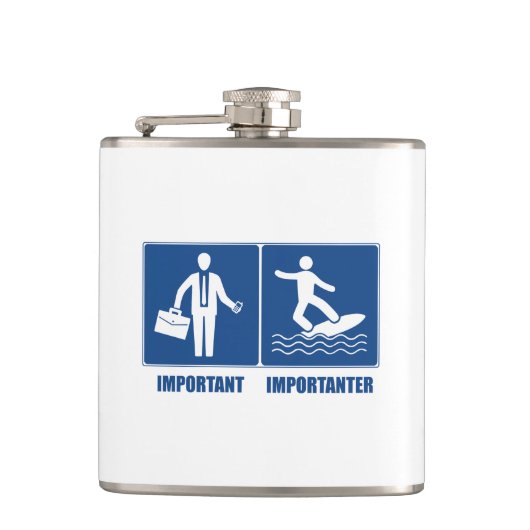 Arbeit ist wichtig, Surfen ist wichtig Flachmann (Vorderseite)