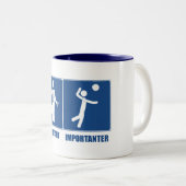 Arbeit ist wichtig Volleyball ist wichtig Zweifarbige Tasse (VorderseiteRechts)