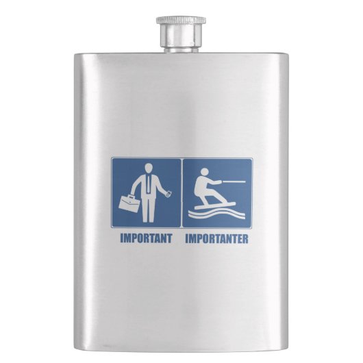 Arbeit ist wichtig, Wakeboarding ist wichtig Flachmann (Vorderseite)