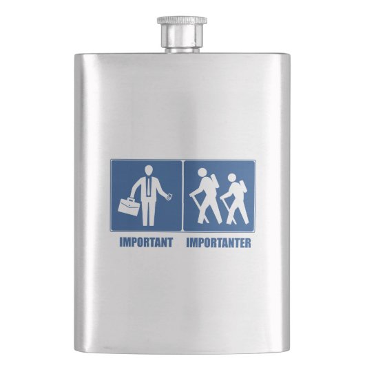 Arbeit ist wichtig Wandern ist wichtig Flachmann (Vorderseite)