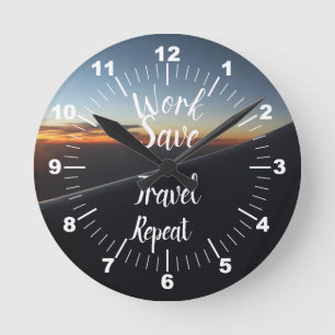 Arbeit Rett Reisen Wiederholung Runde Wanduhr