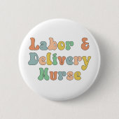Arbeit und Lieferung Krankenwagen Groovy Retro Button (Vorderseite)