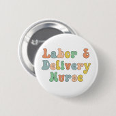 Arbeit und Lieferung Krankenwagen Groovy Retro Button (Vorne & Hinten)