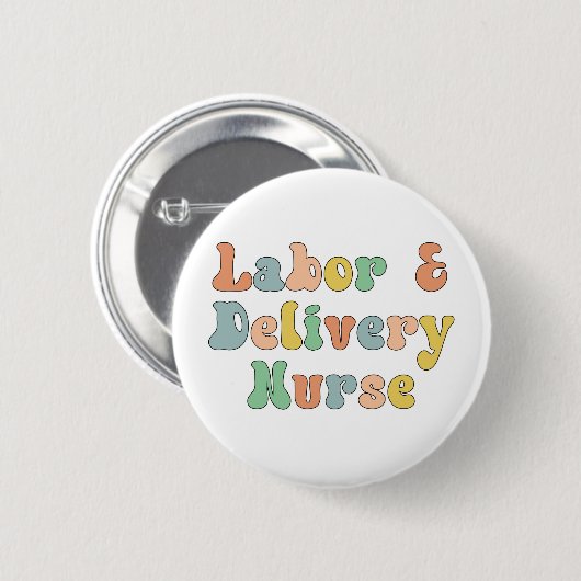 Arbeit und Lieferung Krankenwagen Groovy Retro Button (Vorne & Hinten)