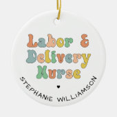 Arbeit und Lieferung Krankenwagen Groovy Retro Keramik Ornament (Vorne)
