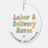 Arbeit und Lieferung Krankenwagen Groovy Retro Keramik Ornament (Links)