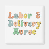 Arbeit und Lieferung Krankenwagen Groovy Retro Magnet (Vorne)