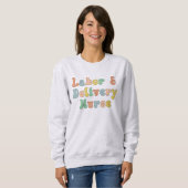 Arbeit und Lieferung Krankenwagen Groovy Retro Sweatshirt (Vorne ganz)