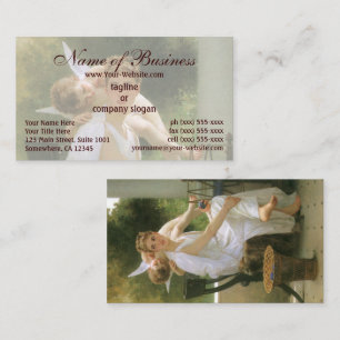 Arbeit unterbrochen von William Adolphe Bouguereau Visitenkarte