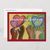 Arbeit Vielen Dank Herz Art Postcard Postkarte (Vorne/Hinten)