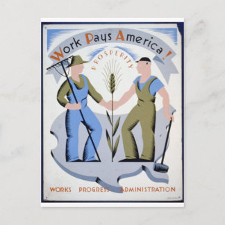 Arbeit zahlt Amerika Postkarte