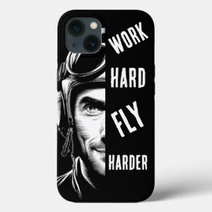 Arbeite hart, fliege härter, Pilot, Comic Case-Mate iPhone Hülle