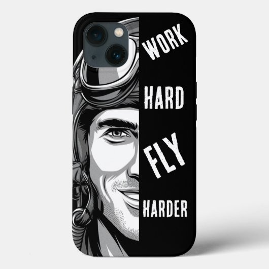 Arbeite hart, fliege härter, Pilot, Comic Case-Mate iPhone Hülle (Rückseite)