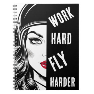 Arbeite hart, fliege härter, Pilot,Comic Notizblock