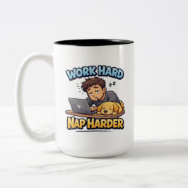 Arbeite Hart, Schlafe Härter Hund Lustiger Motivat Zweifarbige Tasse