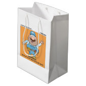 Arbeiten als mechanischer Spaß Mittlere Geschenktüte (Rückseite Schrägansicht)