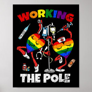 Arbeiten am Pole Nurse Lgbt-q Gay Pride Rainbow Nu Poster
