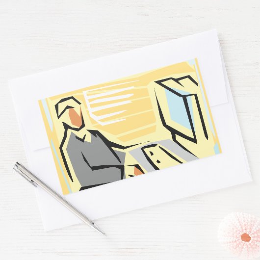 Arbeiten an einem Computer-Aufkleber Rechteckiger Aufkleber