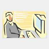 Arbeiten an einem Computer-Aufkleber Rechteckiger Aufkleber (Vorderseite)