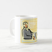 Arbeiten an einem Computer-Mug Kaffeetasse (Vorderseite Links)