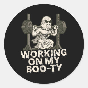 Arbeiten an meinem boo-ty-lustigen Halloween-Muske Runder Aufkleber