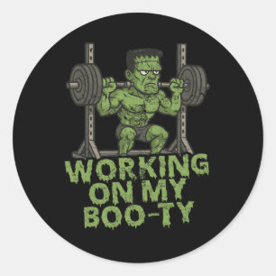 Arbeiten an meinem boo-ty-lustigen Halloween-Musku Runder Aufkleber