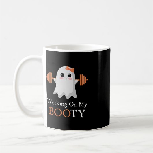 Arbeiten an meinem Hintern Boo-Ty Funny Halloween  Kaffeetasse (Links)