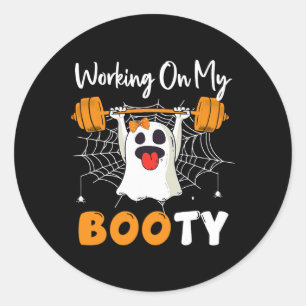Arbeiten an meinem Hintern Ghost Boo Gym Halloween Runder Aufkleber