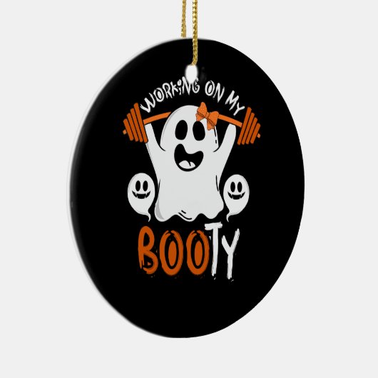 Arbeiten an meinem Hintern Halloween Ghost Pun Wei Keramik Ornament (Rechts)